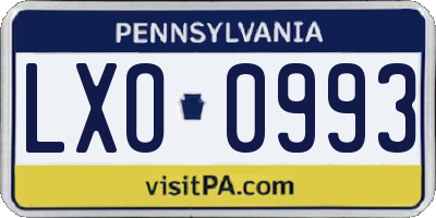 PA license plate LXO0993