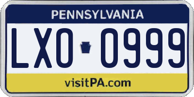 PA license plate LXO0999