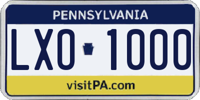 PA license plate LXO1000