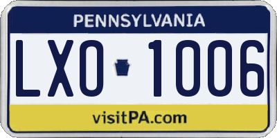 PA license plate LXO1006