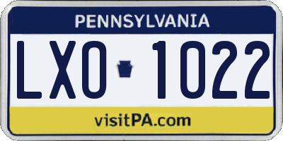 PA license plate LXO1022