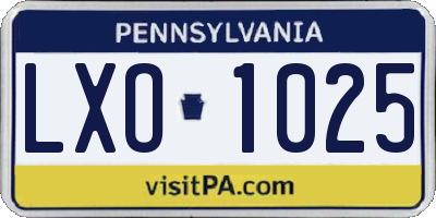 PA license plate LXO1025
