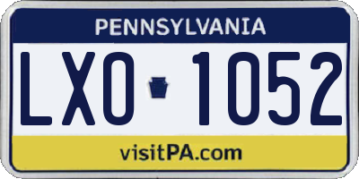PA license plate LXO1052