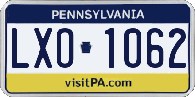 PA license plate LXO1062