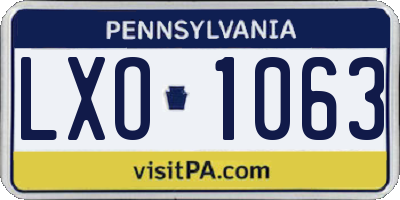 PA license plate LXO1063