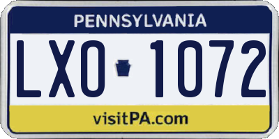 PA license plate LXO1072