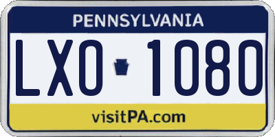 PA license plate LXO1080