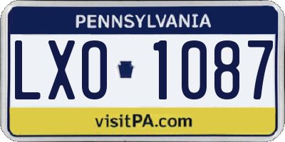 PA license plate LXO1087