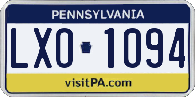 PA license plate LXO1094