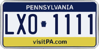 PA license plate LXO1111