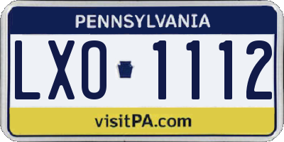 PA license plate LXO1112