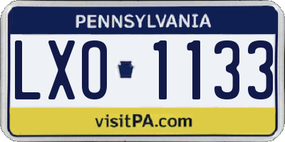 PA license plate LXO1133