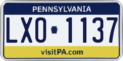 PA license plate LXO1137