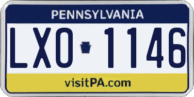PA license plate LXO1146
