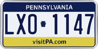 PA license plate LXO1147