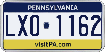 PA license plate LXO1162