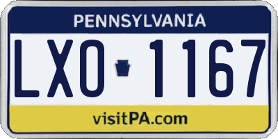 PA license plate LXO1167