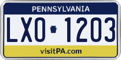 PA license plate LXO1203