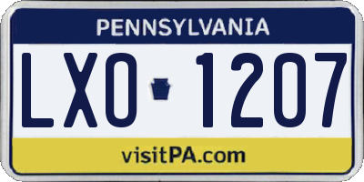 PA license plate LXO1207