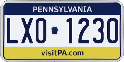 PA license plate LXO1230
