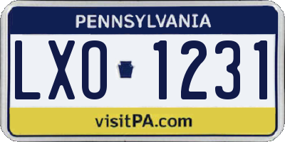 PA license plate LXO1231