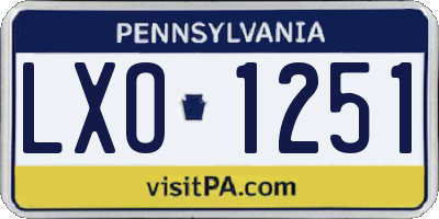PA license plate LXO1251