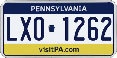 PA license plate LXO1262