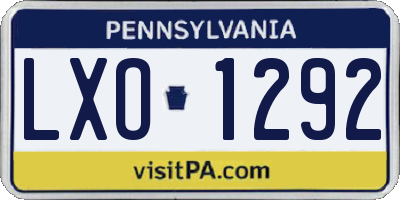 PA license plate LXO1292