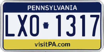 PA license plate LXO1317