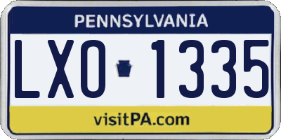 PA license plate LXO1335