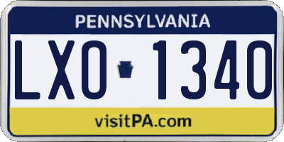 PA license plate LXO1340
