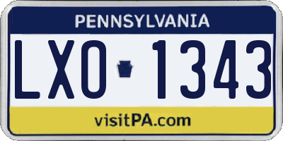 PA license plate LXO1343