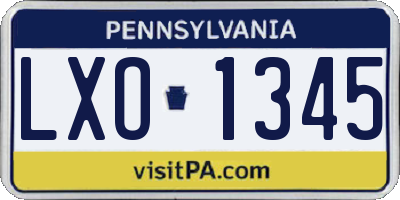 PA license plate LXO1345
