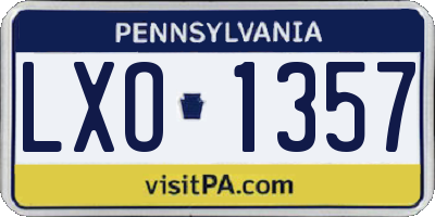 PA license plate LXO1357