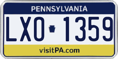 PA license plate LXO1359