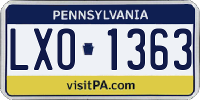 PA license plate LXO1363