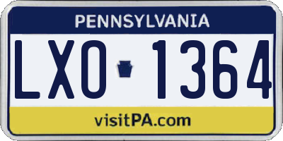 PA license plate LXO1364