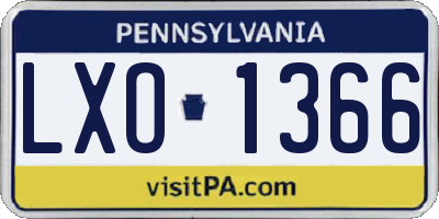 PA license plate LXO1366
