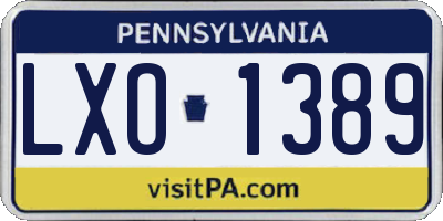 PA license plate LXO1389
