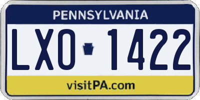 PA license plate LXO1422