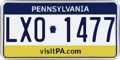 PA license plate LXO1477