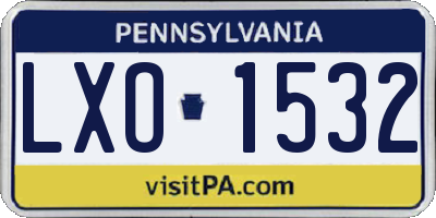 PA license plate LXO1532