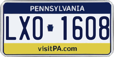 PA license plate LXO1608