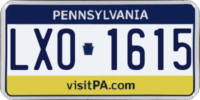 PA license plate LXO1615