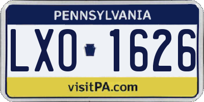 PA license plate LXO1626