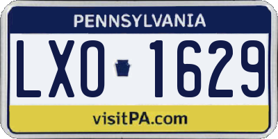 PA license plate LXO1629