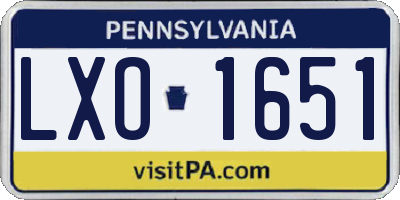 PA license plate LXO1651