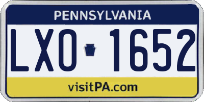 PA license plate LXO1652