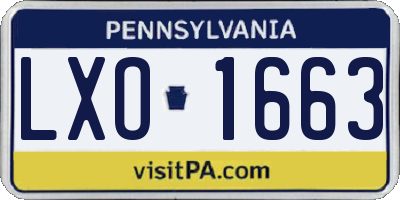 PA license plate LXO1663