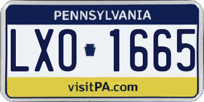 PA license plate LXO1665